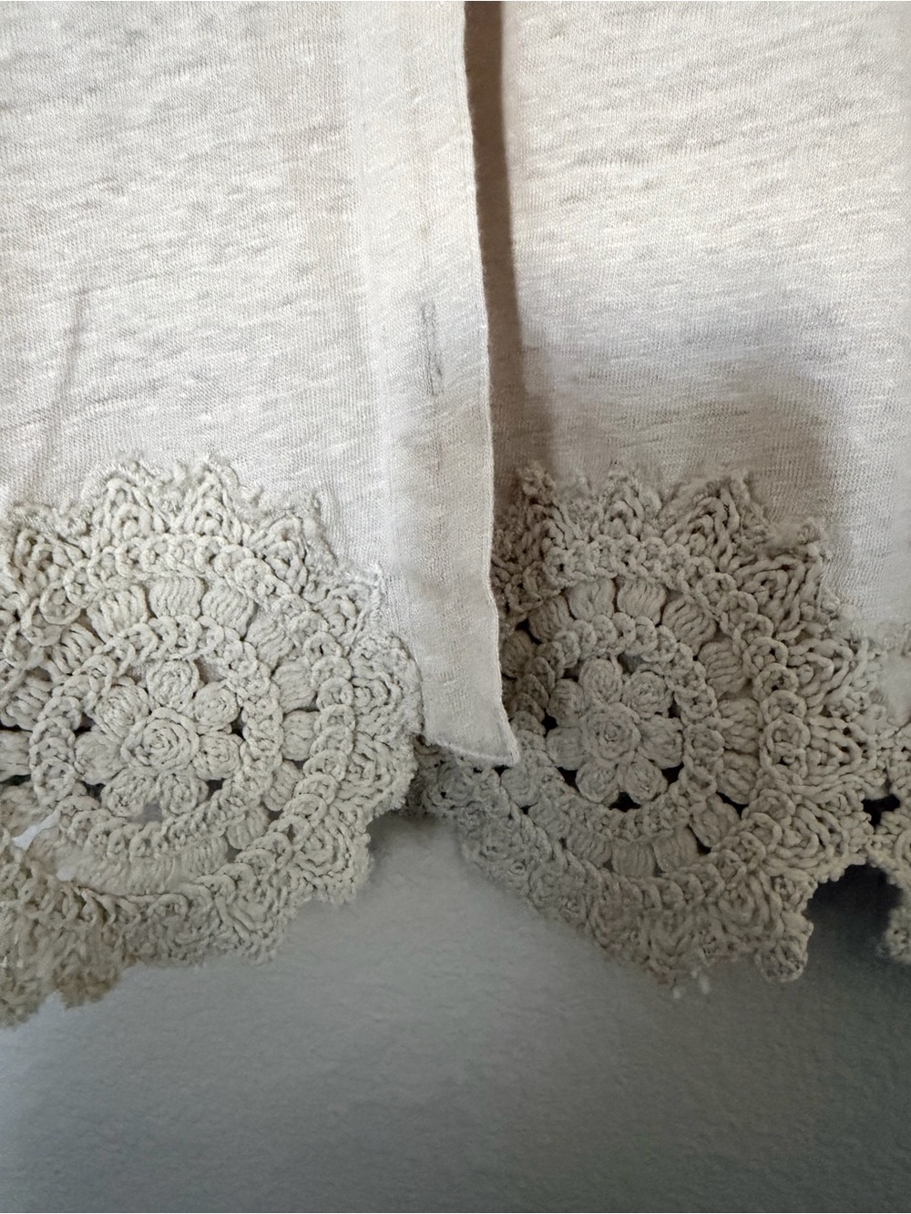 Chico's Cream Crochet-Trim Button Front Top - Picture 3 of 8
